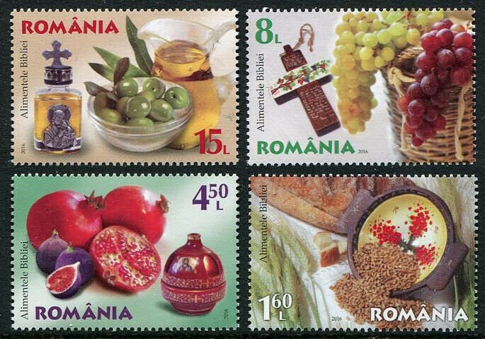 HERRICKSTAMP NEW ISSUES ROMANIA Sc.# 5878-81 Live Healthy - Bible Foods