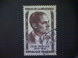 France, Scott #1100, used (o), 1957, Resistance Hero: Jean Moulin, 8fr