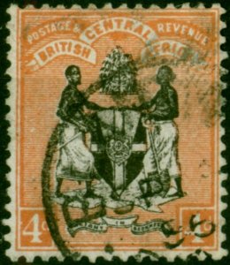 B.C.A Nyasaland 1895 4d Black & Reddish Buff SG23 Good Used