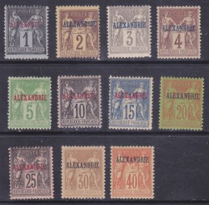French Office Egypt Alexandria 1-11 Mint OG Overprinted Issues Scv $79.00