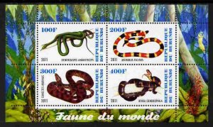 BURUNDI - 2011 - World Fauna, Snakes #3 - Perf 4v Sheet - MNH - Private Issue