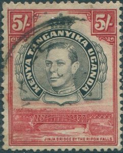 Kenya Uganda and Tanganyika 1938 SG148 5s black and carmine KGVI bridge #2 FU (a