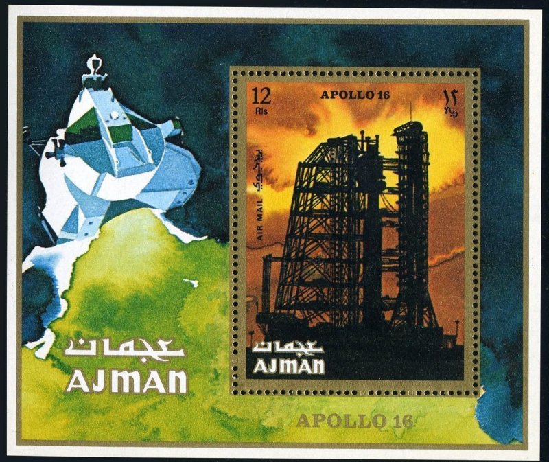 Ajman 1020 Bl.301A Michel,MNH. Apollo 16,1971.