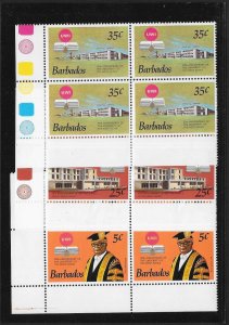 BARBADOS Sc#388-390 Complete Mint Never Hinged Set BLOCKS of 4