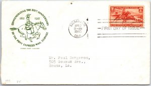 US FIRST DAY COVER 80th ANNIVERSARY OF THE Pony Express Sm Pinhole ANDERSON 1940