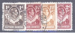 Northern Rhodesia, Scott #27_29-30_32, Used