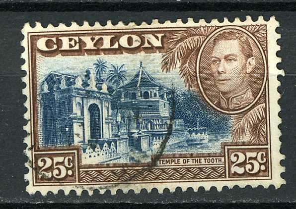 Ceylon 1938  Scott 284 used - 25c, temple of the Tooth Kandy