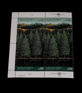 U.N. 1988, GENEVA #165-166, SURVIVAL OF THE FORESTS, INSC. BLK/4, NICE! LQQK!