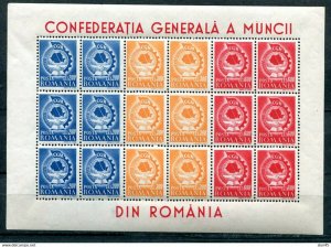 Romania 1947 Sc 639-1 Sheet  of 18 stamps MNH Congress (CGM) of the United labor