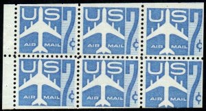 US #C51a 7c Airmail Booklet Pane, Blue,  VF/XF mint never hinged,  Super Colo...