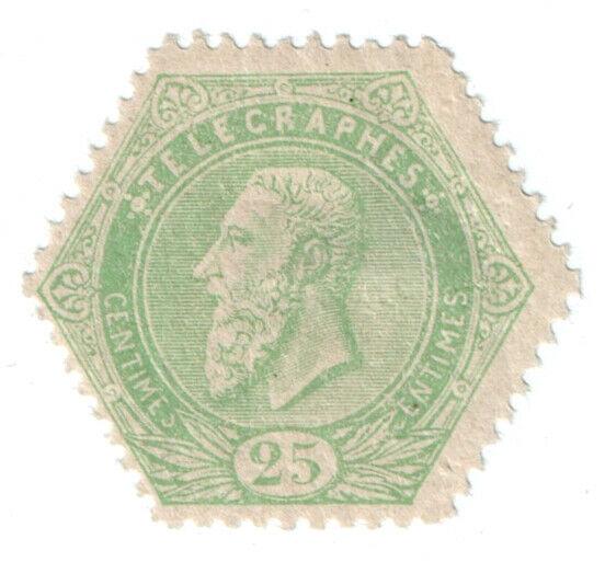(I.B-CK) Belgium Telegraphs : 25c Yellow Green (1899)
