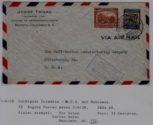 Colombia/USA airmail cover 5.6.38