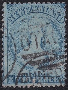 NEW ZEALAND 1864 2d worn plate 1 perf 12½ SG113 sound used.................A8040