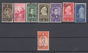 J45988, JL Stamps 1937 italy used #387-394 famous people