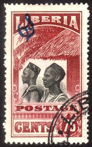 1918, Liberia 75c, Used, Sc O107