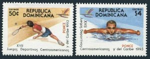 Dominican Rep 1140-1141,MNH.Michel 1680-1681. Games-1993.Tennis,Swimming.