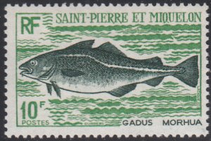 St Pierre et Miquelon 1972 MNH Sc 422 10fr Codfish