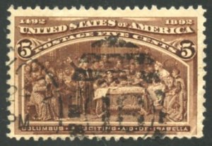 United States Scott 234 UFH - 5c Columbus Soliciting Aid - SCV $9.50