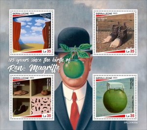 SIERRA LEONE - 2023 - Rene Magritte - Perf 4v Sheet - Mint Never Hinged