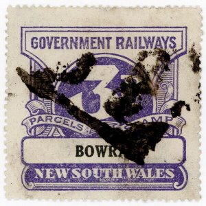 (I.B) Australia - NSW Government Railways : Parcel Stamp 3d (Bowral)