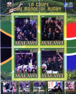 Malawi 2007  Rugby World Cup 2007 Shlt  (4) Perforated MNH 