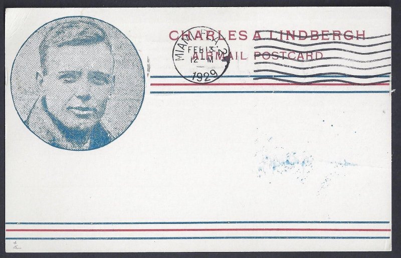 US CANAL ZONE 1929 CHARLES LINDBERGH FIRST FLIGHT CRISTOBAL TO MIAMI FLORIDA ILL