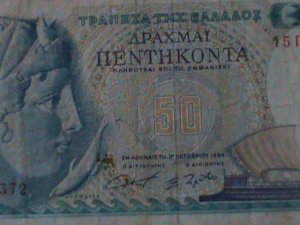 ​GREECE-KINGDOM-1964-BANK OF GREECE-$50 DRACHMAI-.CIR-60 YEARS OLD-WATER MARK