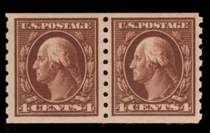 MOMEN: US STAMPS #395 COIL PAIR MINT OG VVLH PF GRADED CERT XF-90 LOT #89162