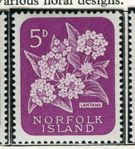 NORFOLK ISLAND; 1960 early Flowers issue Mint MNH unmounted 5d. value