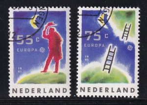 Netherlands #795-796   cancelled  1991  Europa  Europe in Space