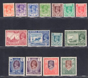 1924-32 Burma, Stanley Gibbons n. 88/93, MNH**