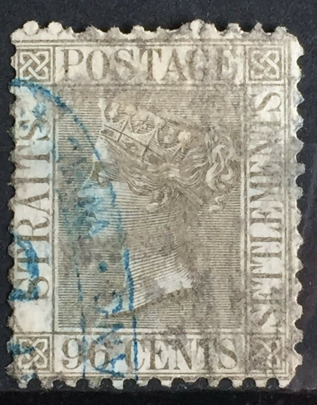 Malaya Straits Settlements 1867-72 QV wmk CC 17V used 96c P.12½ SG#11-19a M2351