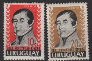 Uruguay 1962 -Scott 686 & 687 used - Jose Fructuoso Rivera 