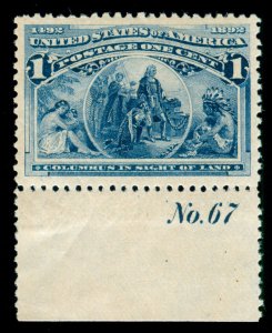 MOMEN: US STAMPS #230 MINT OG NH XF-SUP JUMBO PSE CERT