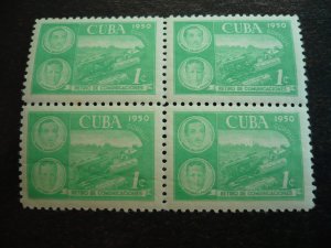 Stamps - Cuba - Scott# 452-454 -Mint Hinged Set of 3 Stamps in Blocks of 4