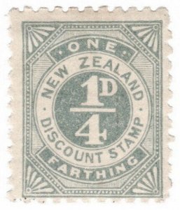 (I.B) New Zealand Revenue : Discount Stamp ¼d (1902)