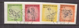 NETHERLANDS ANTILLES, 1961 Child Welfare Fund set of 4, used on piece.