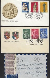 GREECE 1950s 70s COLLECTION OF 12 COVERS TWO FDCs & 5 PAQUEBOT POSTED AT SEA