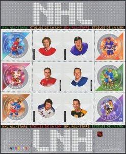 NHL ALL STARS - 5 = HOCKEY = Miniature Sheet of 6 stamps Canada 2004 #2017 MNH