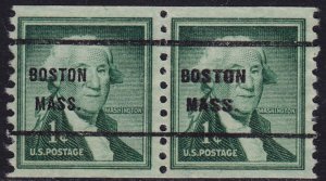 USA - 1954 - Scott #1054 - used pair - BOSTON MASS. precancel