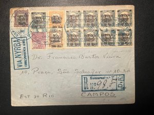1930 Registered Brazil Airmail Overprint Cover Succursal to Campos