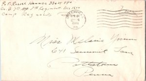 United States Pennsylvania Greenville 1944 machine  Soldier's Free Mail  Insc...