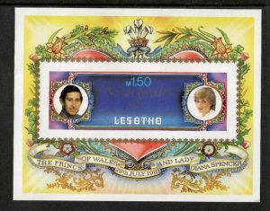 Lesotho 1981 - Charles Diana - IMPERF Souvenir Stamp Sheet - Scott #337A - MNH