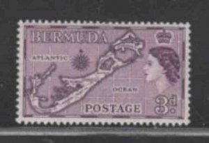 BERMUDA #149 1957 3p 1953 QEII & MAP MINT VF NH O.G