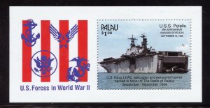 Palau 258 MNH, US Forces in WWII Souvenir Sheet from 1994.