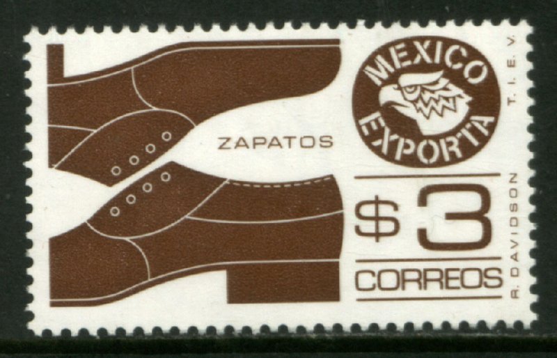 MEXICO Exporta 1171Var, $3P Shoes, Light Brown Wmkd Paper 2 MINT, NH. VF.