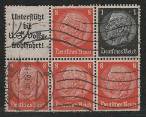 Germany Scott # 420 (4), 415, label A8.1, used, se-tenant, Mi# W65