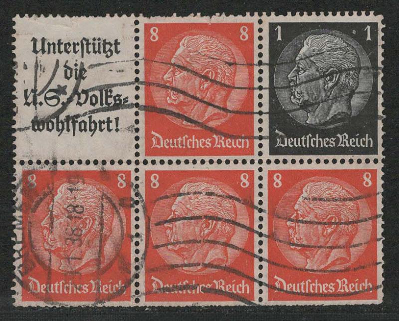 Germany Scott # 420 (4), 415, label A8.1, used, se-tenant, Mi# W65