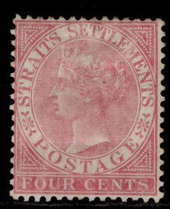 MALAYSIA - Straits Settlements QV SG12, 4c rose, M MINT. Cat £100.