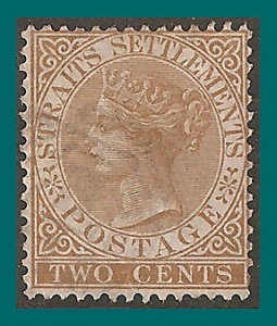 Straits Settlements 1868 QV, 2c used  #10,SG11